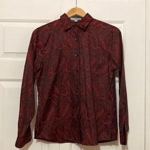 Red and black paisley print blouse